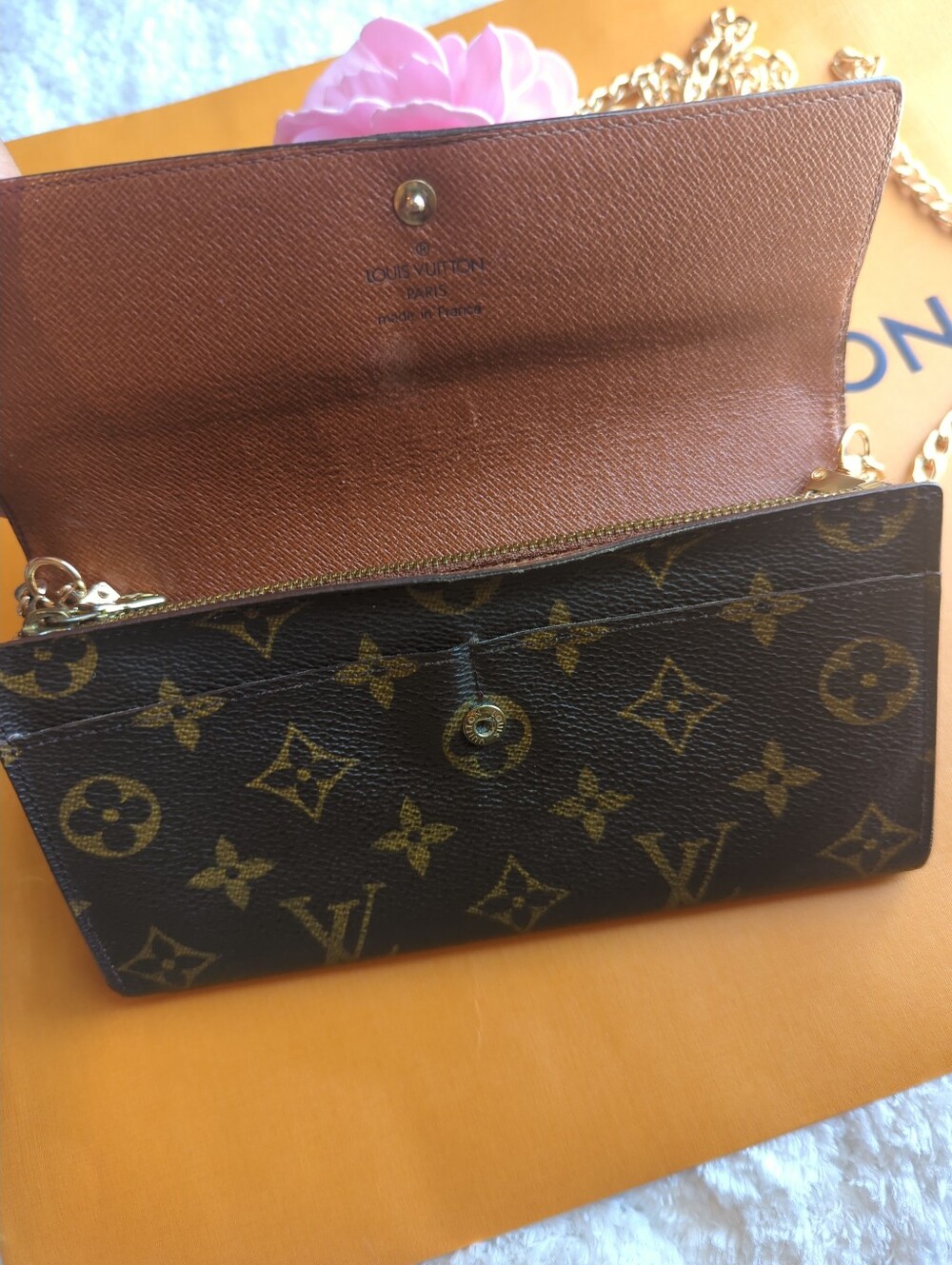 Louis Vuitton Authentic Monogram Sarah Long Wallet With Zip Optional Crossbody - Picture 3 of 10